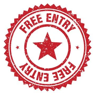 Free entry red grunge round stamp. free entry stamp Stock Illustration
