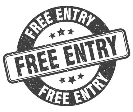 Free entry stamp. free entry label. round grunge sign Stock Illustration