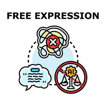 Free expression concept illustrating speech restrictions and censorship Stock Illustration