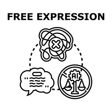 Free expression concept illustrating speech restrictions and censorship Stock Illustration