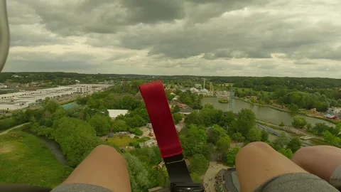 A free fall attraction with a nice view of the park. Stock Footage 247133719