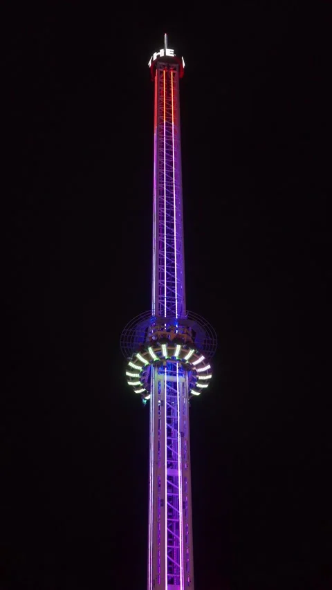 Free Fall Tower at Prater Amusement Park in Vienna Stock Footage 320150829