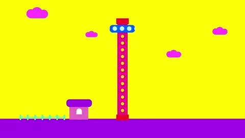 Free Fall Tower Ride Animation Stock Footage 335630899