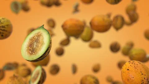 Free falling melons on white background. realistic 3d illustration Stock Illustration