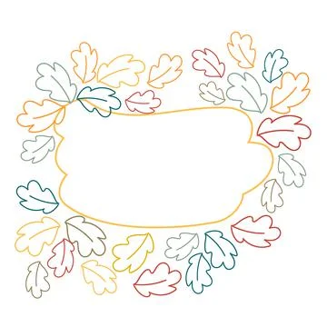 Free-form abstract frame made of leaves of different colors in trendy shades Stock Illustration