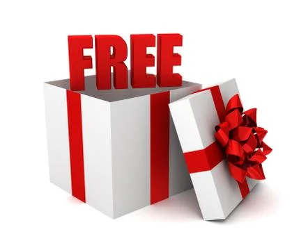 Free gift box concept  3d illustration イラスト素材
