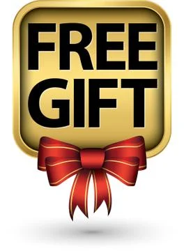 Free gift golden label, vector illustration Stock Illustration