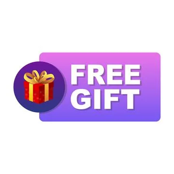 Free gift tag. Element with a gift. Box banner. Vector illustration Stock Illustration