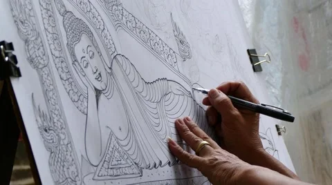 Free hand drawing Buddha Stock Footage 66494935