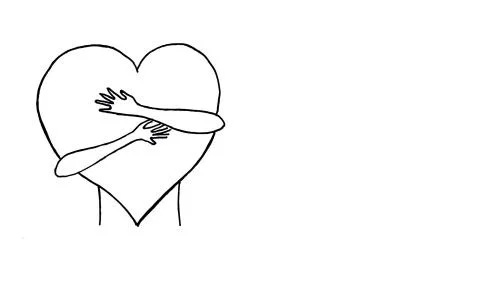 Free hand drawn hugging an empty heart sketch. Stock Illustration