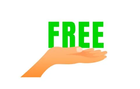 Free hand label, present sticker promotion. Vector Stock Illustration