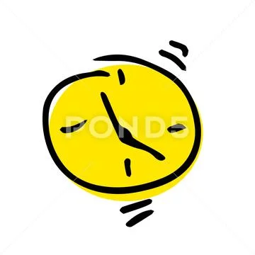 Free hand vector drawing of an alarm clock. Stock Illustration