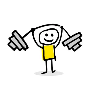 Free hand vector drawing of an athlet with barbell. 스톡 일러스트