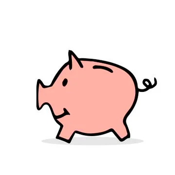Free hand vector drawing of pig money box. 스톡 일러스트