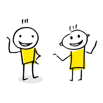 Free hand vector drawing of two people talking. 스톡 일러스트