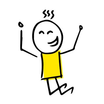 Free hand vector with a jumping stick figure. 스톡 일러스트