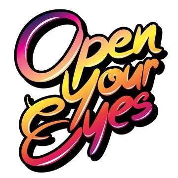 Free handwritten characters, text "Open Your Eyes" Vector Illustrator Stock Illustration
