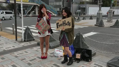 Free Hugs in Tokyo Stock Footage 203854416