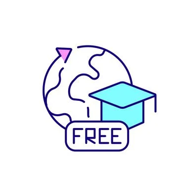 Free international internship program RGB color icon Stock Illustration