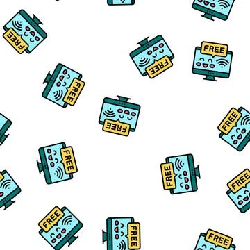 Free internet in children library vector seamless pattern 스톡 일러스트