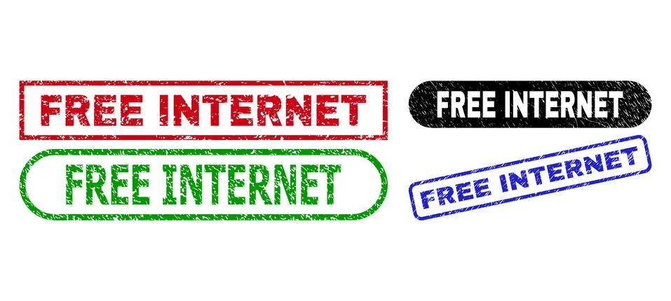 FREE INTERNET Rectangle Seals Using Grunge Texture Stock Illustration