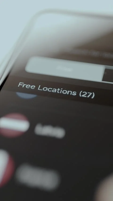 Free Locations menu option, list of free server locations available Stock Footage 329749975