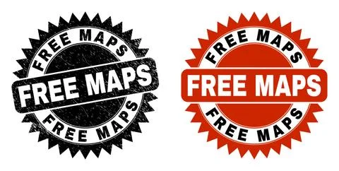 FREE MAPS Black Rosette Stamp Seal with Unclean Texture イラスト素材