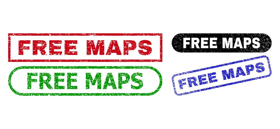 FREE MAPS Rectangle Seals Using Grunge Texture イラスト素材