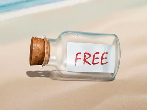 Free message in a bottle Ilustração Stock