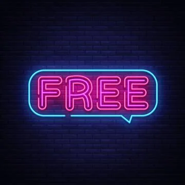 Free Neon Text Vector. Free neon sign, design template, modern trend design Stock Illustration
