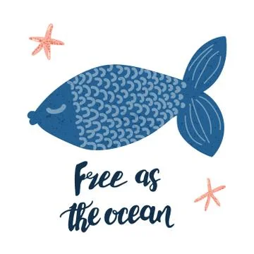 Free as the ocean poster Stock Illustration