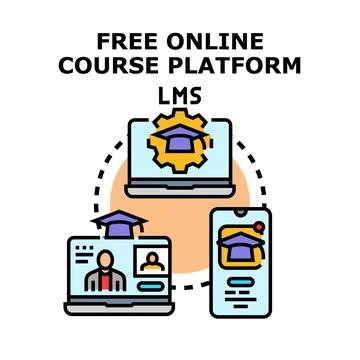 Free online course learning management platform Stock Illustration