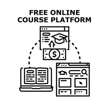 Free online course platform gaining knowledge concept Stock Illustration