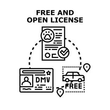 Free open license giving creative content access Stock Illustration
