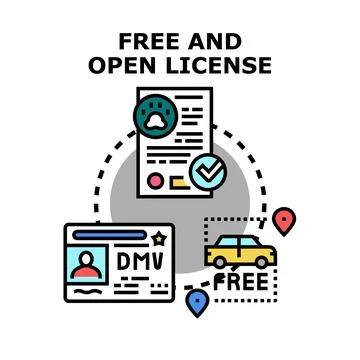 Free open license giving creative content access Illustrazione stock