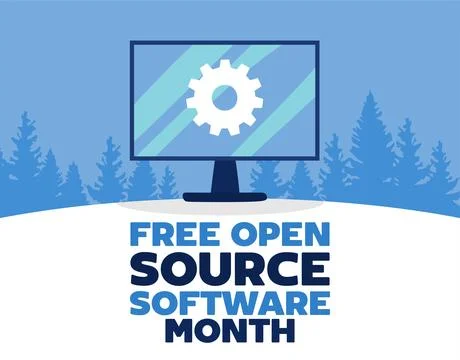 Free open source software month Stock Illustration