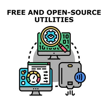 Free open source utilities for digital development and optimization Stock Illustration