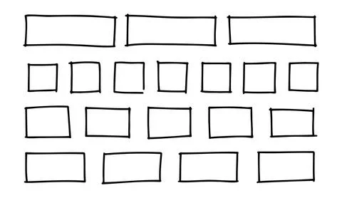 Free outline hand drawn vector squares, rectangles different sizes. Scribble Stock Illustration