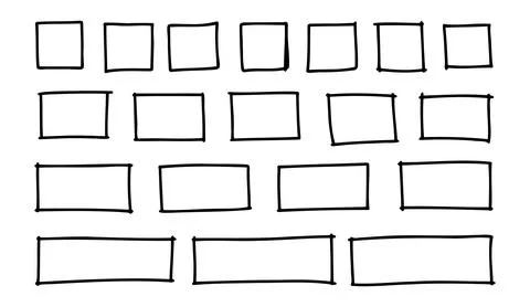 Free outline hand drawn vector squares, rectangles different sizes. Scribble Stock Illustration