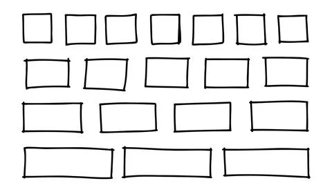 Free outline hand drawn vector squares, rectangles different sizes. Scribble Stock Illustration