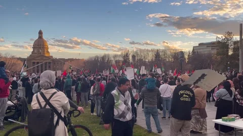 Free Palestine protest in downtown Edmon... | Stock Video | Pond5