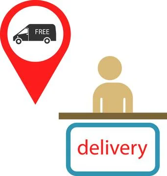 Free parcel delivery. Accepting orders through the operator. Stock Illustration