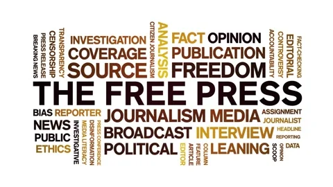 The Free Press animated word cloud,animation kinetic typography seamless loop. Stock-Footage 310056930