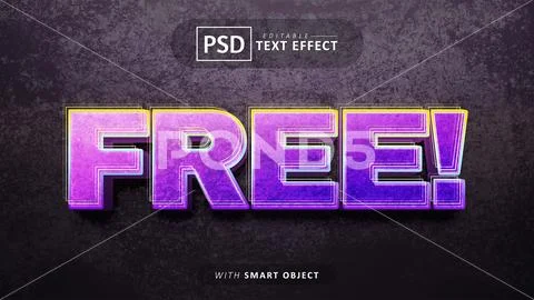 Free purple 3d text effect editable PSD Template