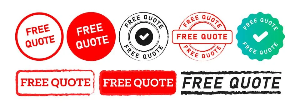 Free quote circle and rectangle stamp label sticker sign for customer Stock Illustration