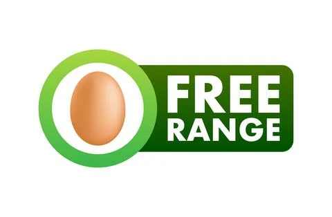 Free range eggs label icon. Farm fresh product. Vector stock illustration. Stock Illustration