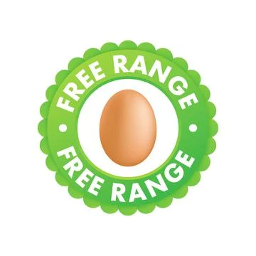Free range eggs label icon. Farm fresh product. Vector stock illustration. Stock Illustration