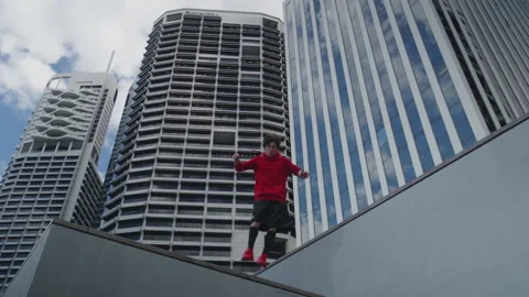 A Free runner Performing parkour Stock Footage 264195612