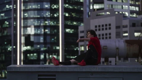 Free Runner Sitting on the Ledge Stock Footage 264202999