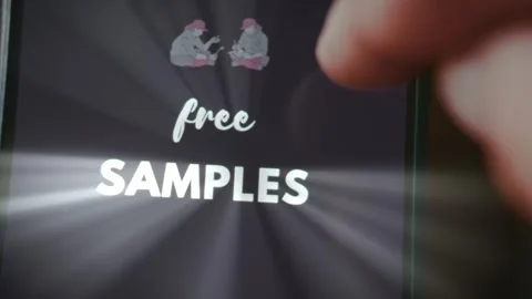 Free Samples themed graphic presentation viewed on smartphone Stock Footage 289091519